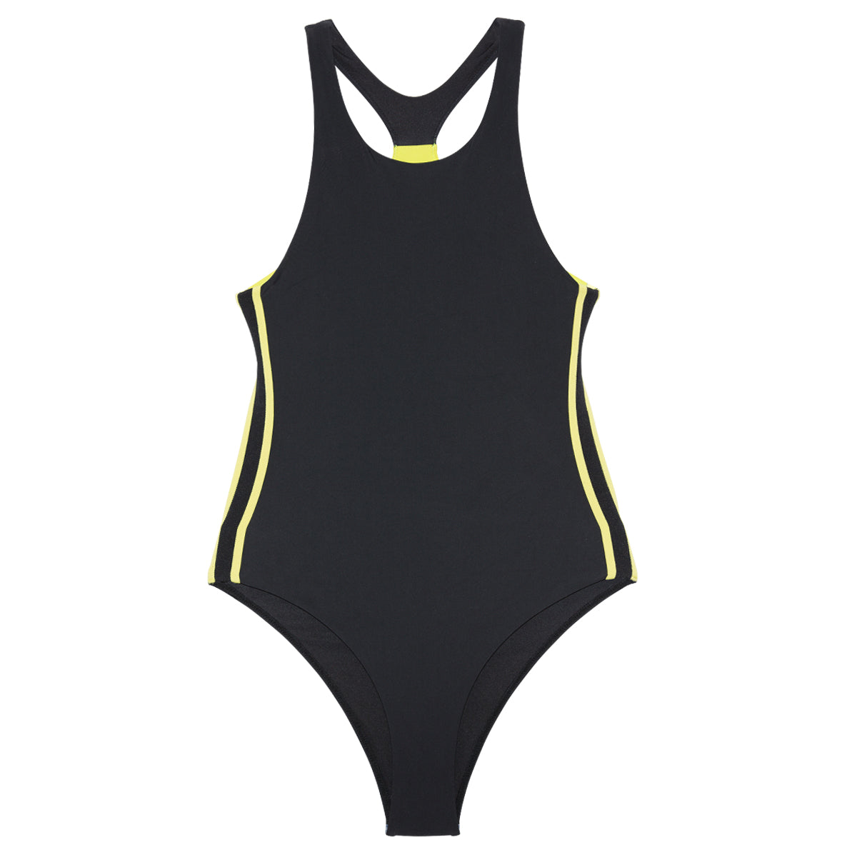 ImamaZin_Active_Swimwear_Dynamo_High_ Neck_Racer_One_Piece_Nero_Front_Flatlay