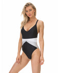 ImamaZin_Active_Swimwear_Marvel_V-Neck_One Piece_Black_Quarter_Front