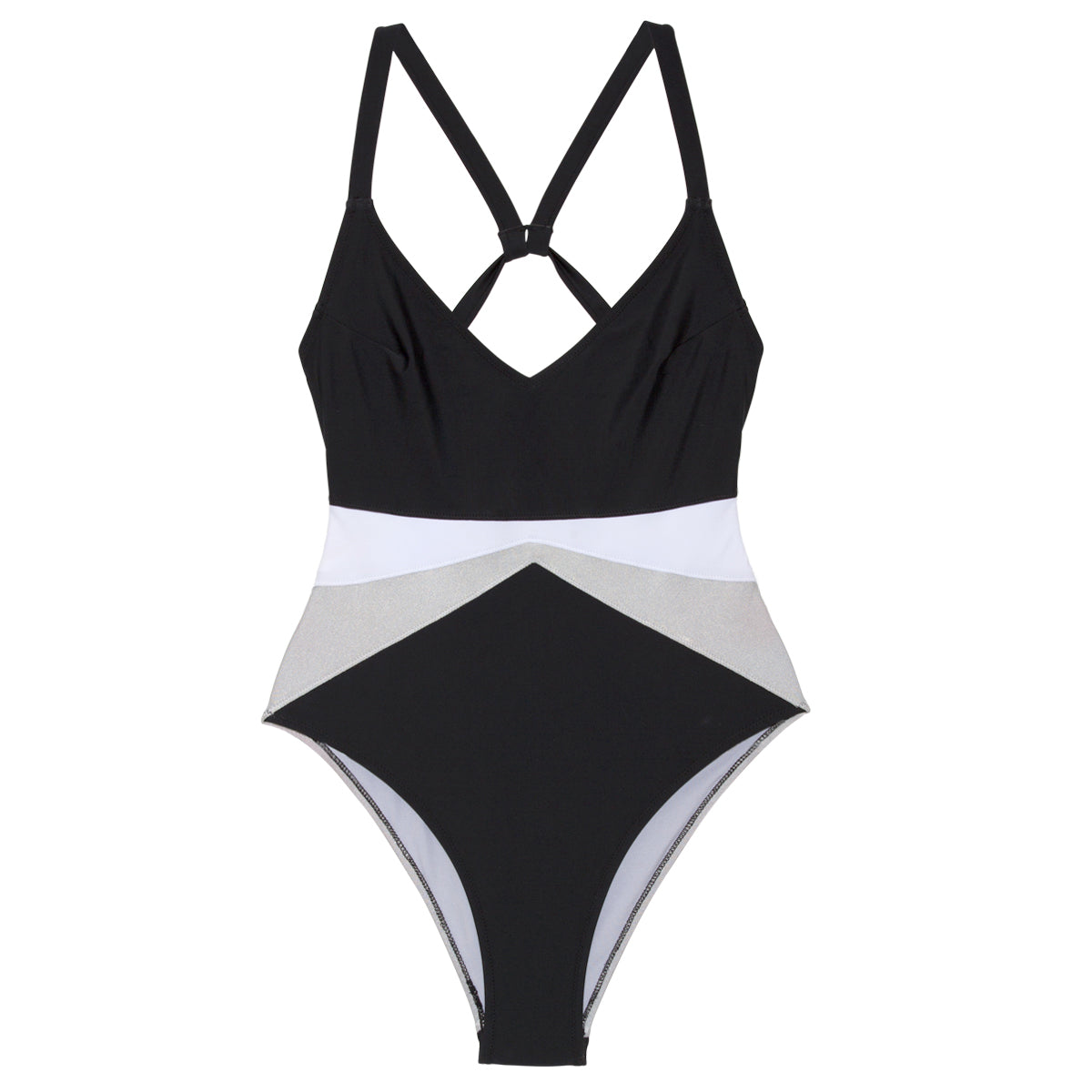 ImamaZin_Active_Swimwear_Marvel_V-Neck_OnePiece_Black_Quarter_Front