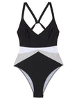 ImamaZin_Active_Swimwear_Marvel_V-Neck_OnePiece_Black_Quarter_Front
