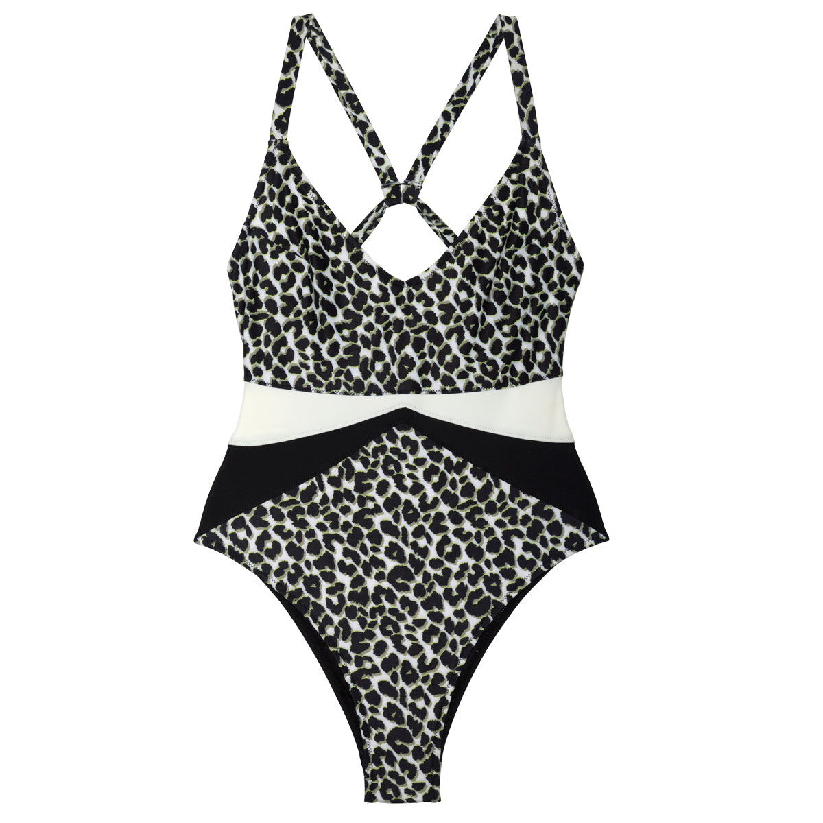 ImamaZin_Active_Swimwear_Marvel_V-Neck_One Piece_Leopard_Front_Flatlay