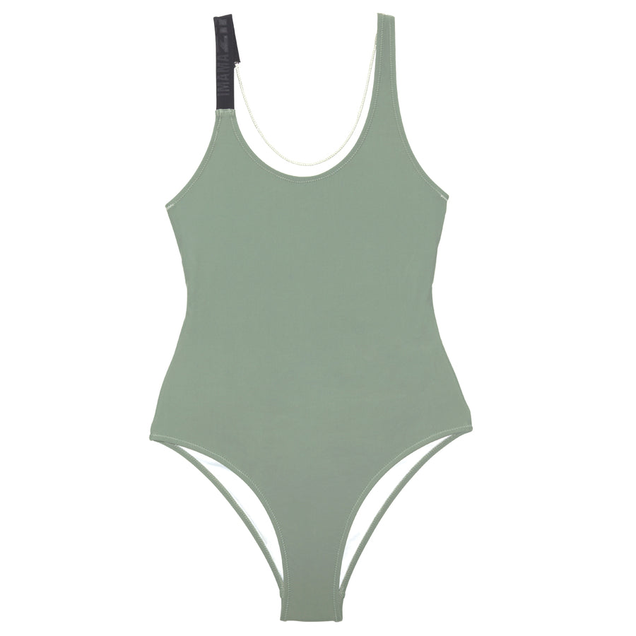 ImamaZin_Active_Swimwear_Remarkable_Scoop_Neck_One_Piece_Army_Front_Flatlay