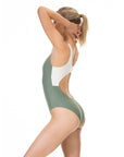 ImamaZin_Active_Swimwear_Remarkable_Scoop_Neck_One_Piece_Army_Side_A